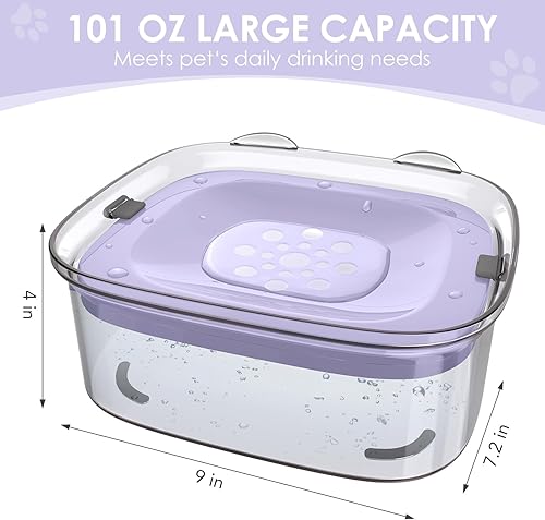 Miniatura 5 de AONKEY Cuenco de agua para perros de 3 litros sin derrames, cuenco grande a prueba de derrames, reduce el relleno, dispensador antisalpicaduras sin