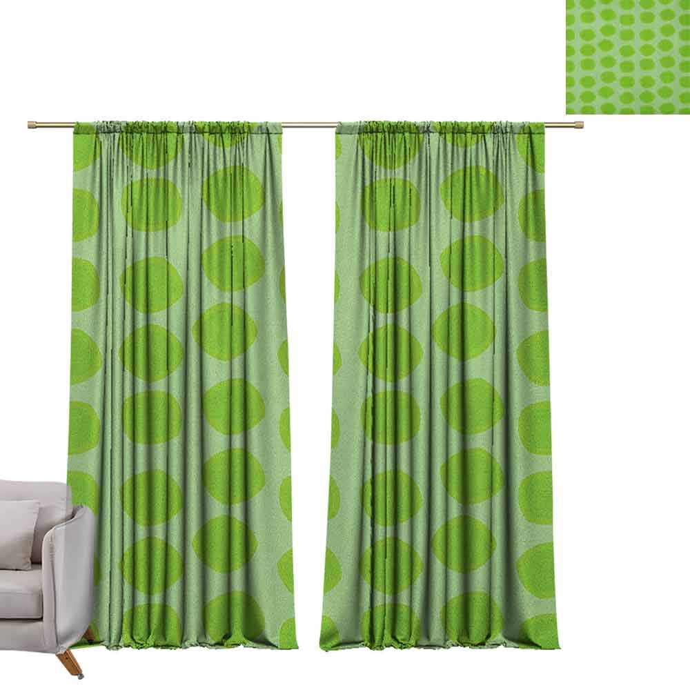 60" W x 84" L Home Decoration Thermal Insulated Curtains for Bedroom,Nursery,Living Room Lime Green,Simplistic Formless Geometric Shapes in Different Shades Kids Nursery Theme Almond Green