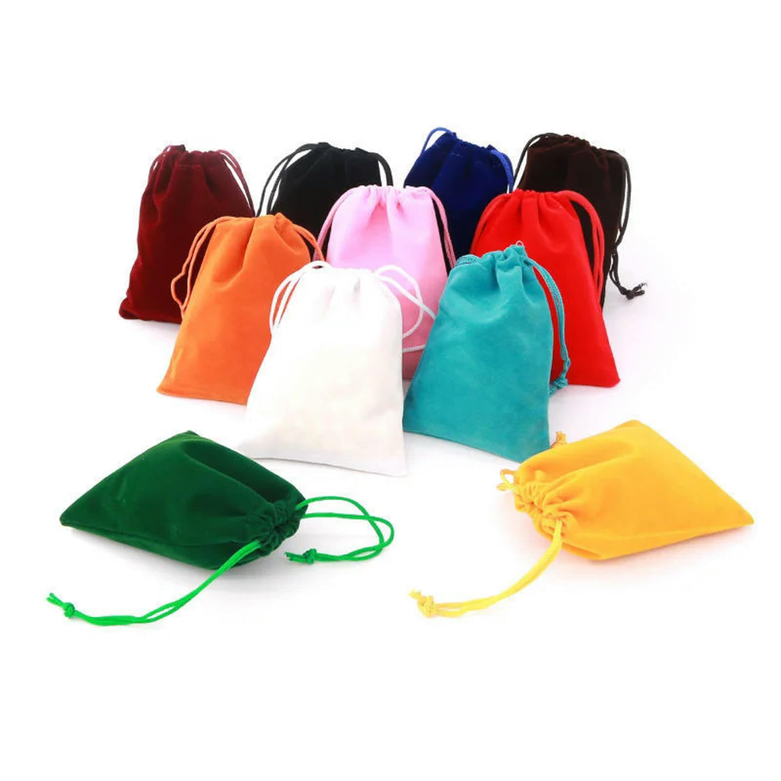 SOLARAMINDS Multi Size Velvet Bag Drawstrings Pouches Jewelry Gift Display Wedding Decoration Packing Bags-White-3.15 X 3.93 In-10Pcs