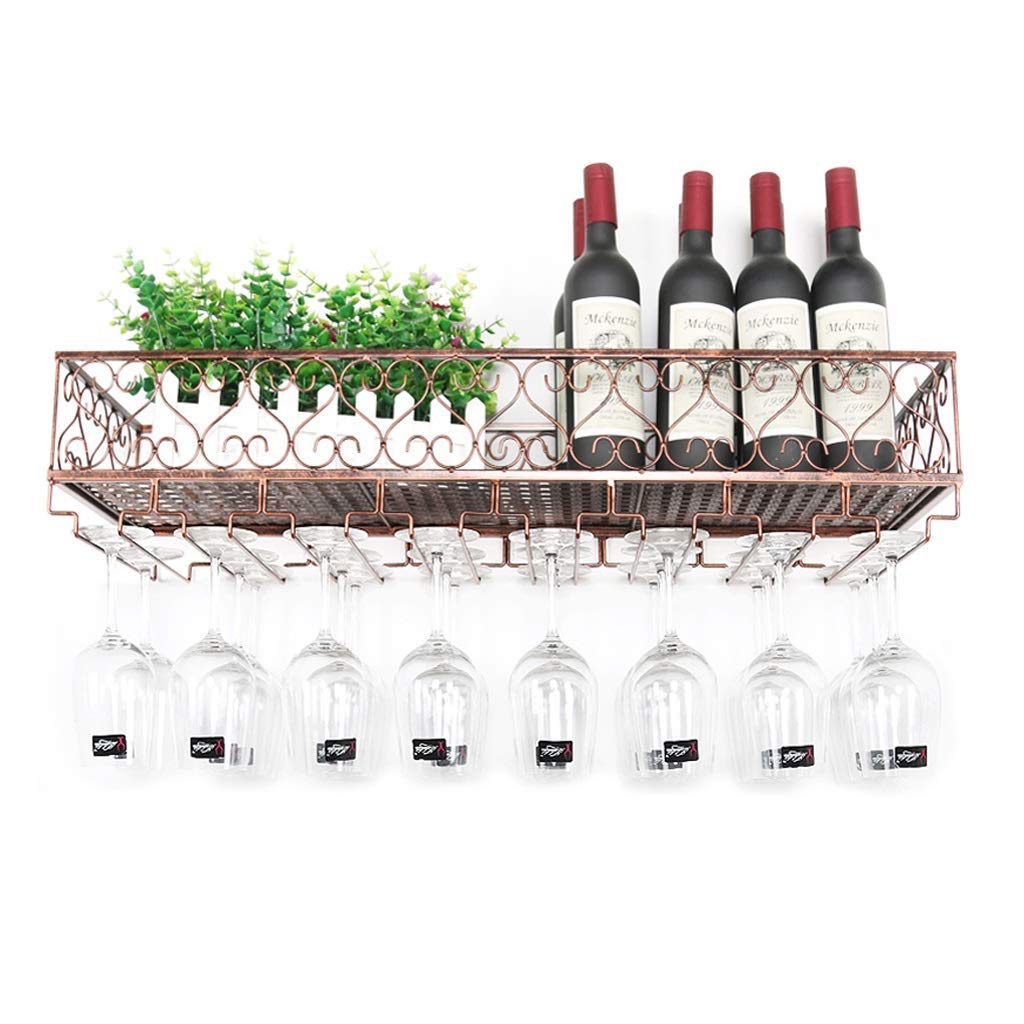 Porte-bouteilles mural et étagère de bar flottante bronze vintage pour verres suspendus