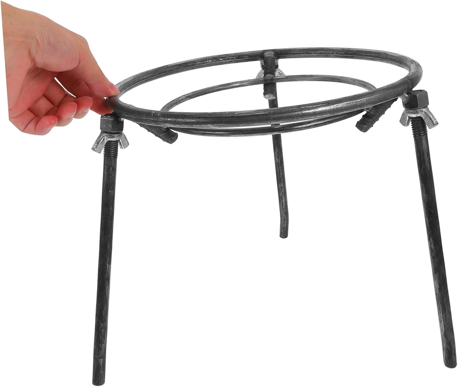 Detachable Triangular Pot Rack Firewood Ring Heavy-Duty Metal Grill Stand for Campfire Fire Pit Cooking