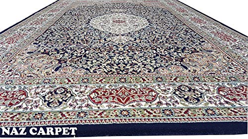 Image of Kashmiri Traditional Woollen Carpet with Advanced 1 Inch Thickness & Classical Look 90x160cm (3x5 Feet) Color Blue