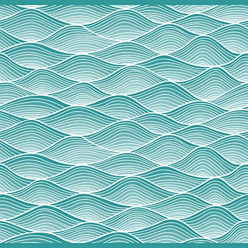 Lamppix 10.00 Inch Table Lamp Shade - Waves Aqua Canvas Desk Lampshade (Spider Fitting) #TOP3