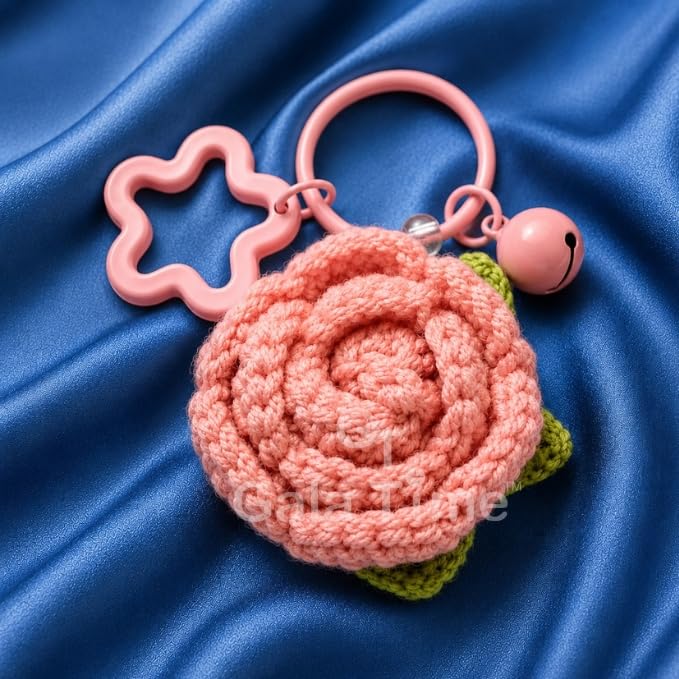 Image of Handmade Crochet Flower Keychain for Bags Keys Purse Backpack Cute Aesthetic Yarn Keyring Bag Charm Handmade Soft Thread Flower Keychain for Girls Women Kids Gifting and Daily Use