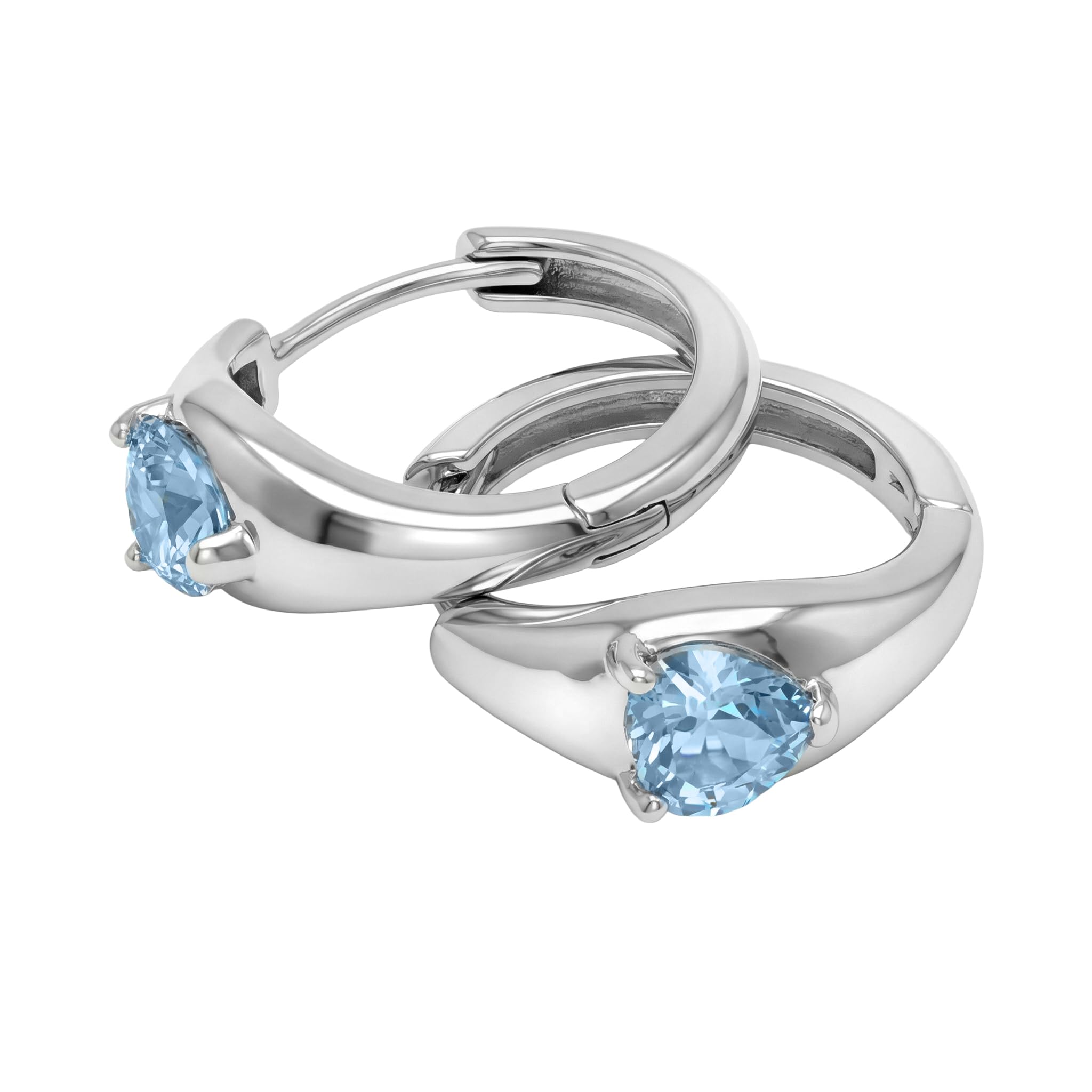 AMOR - Damen Ohrringe 925 Silber - mit Zirkonia Steinen - Herz Creole - AMR-E0108