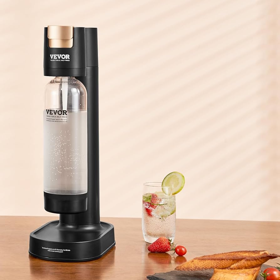 VEVOR Sparkling Water Maker, Soda Maker Machine for Home Carbonating,  Seltzer Water Starter Kit with BPA free 1L PET Bottle, Compatible with  Mainstream Screw-in 60L CO2 Cylinder(NOT Included), Black : Amazon.co.uk:  Home & Kitchen