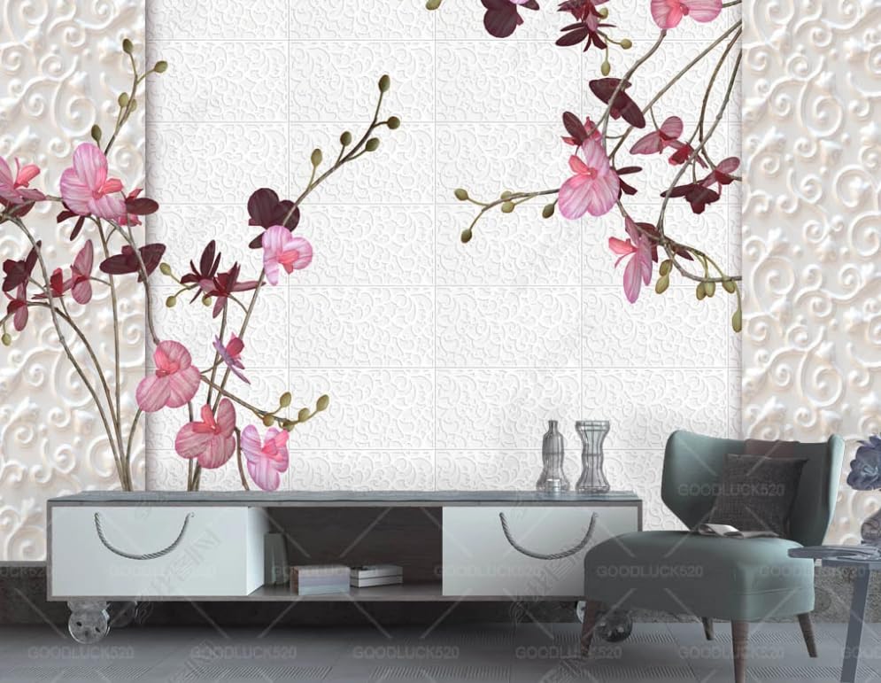 Poster géant mural orchidée en relief papier peint intissé lavable et durable