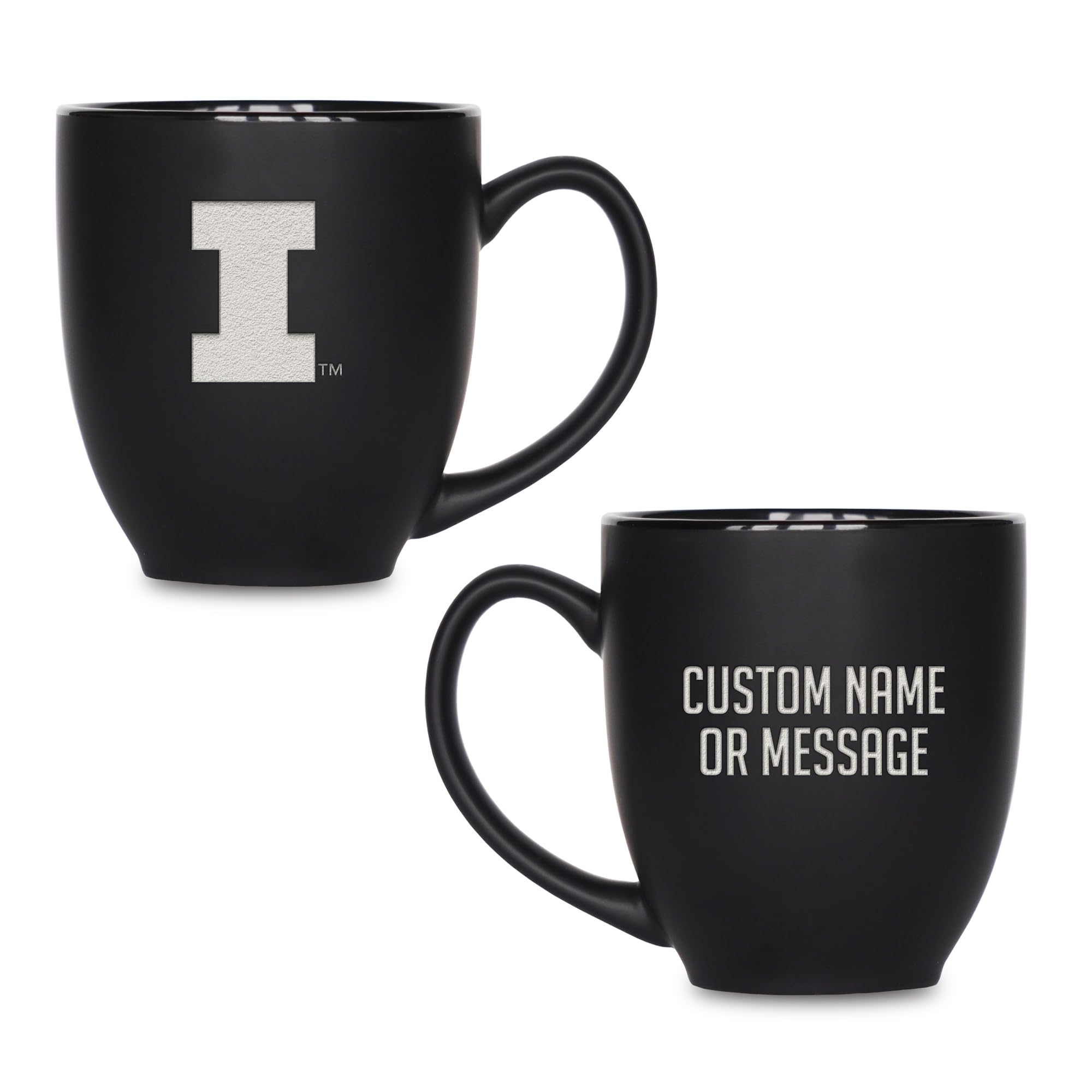 Rico Industries NCAA Primary 15-Oz Personalized Matte Black Bistro Mug - for Hot or Cold Drinks