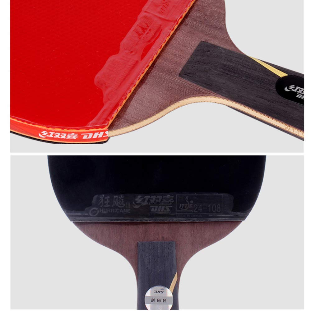 Mazza da ping pong professionale, racchetta competizione con custodia/marrone/manico lungo(Grey,Short Handle)