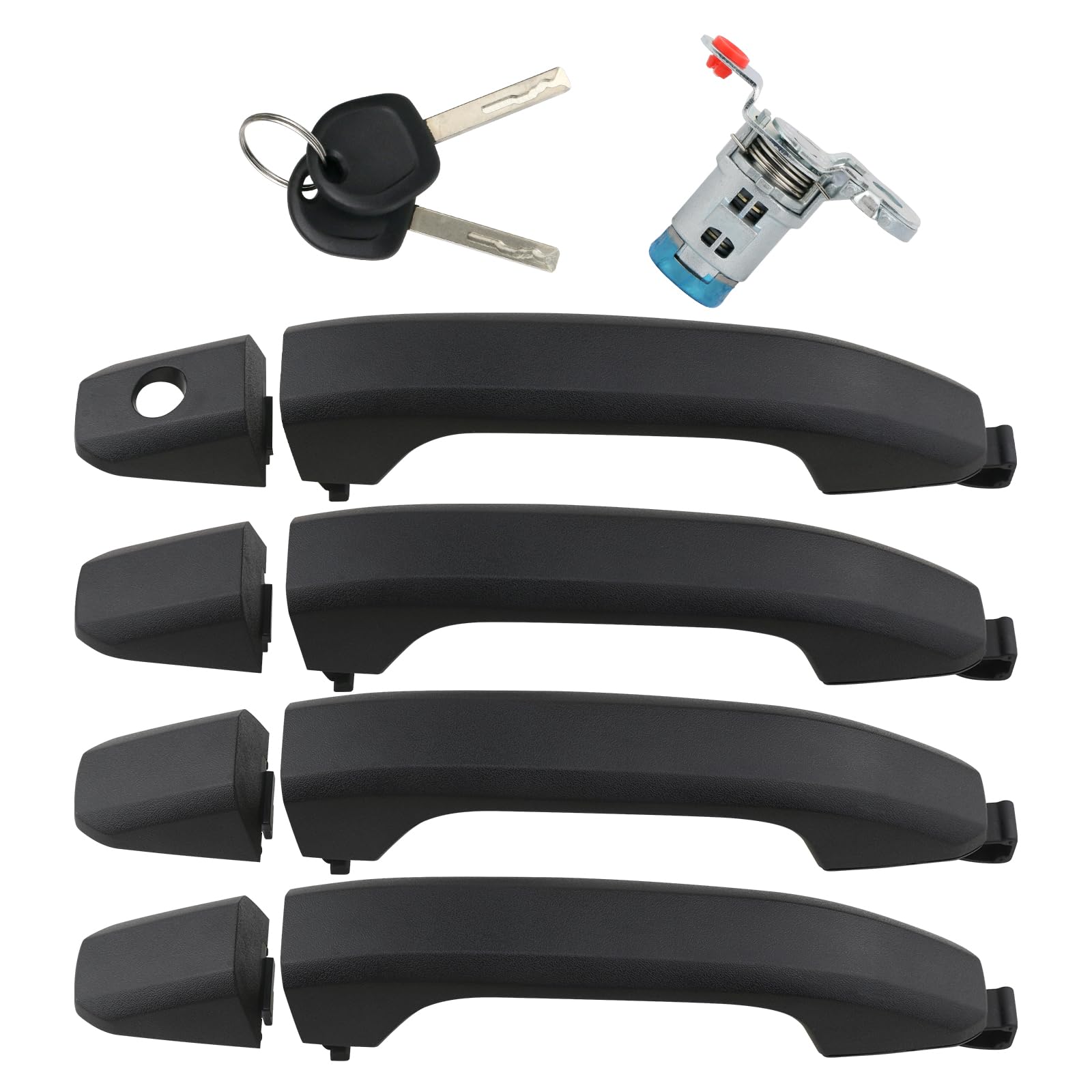 APPERFiT Exterior Door Handles w/Lock Cylinder Textured Black Compatible with 2014-2020 Chevy Chevrolet Silverado 1500 2500 3500 Suburban Tahoe, GMC