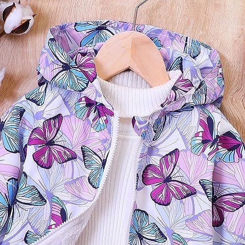 Betadog Girl's Hooded Rain Jackets Butterfly Print 𝐖aterproof Trench Coat Windbreaker Raincoats for Girls3