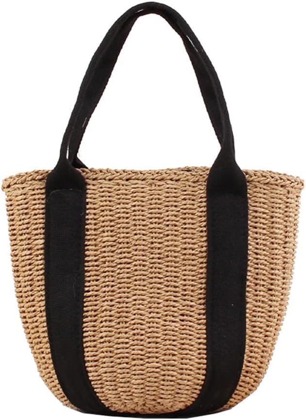 Bolso de paja natural estilo rústico trenzado