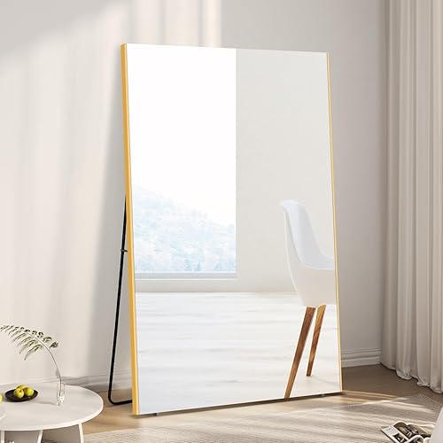 Miniatura 8 de brisafe Espejo de longitud completa de 71 x 40 pulgadas espejo de suelo enorme con soporte espejo mágico inastillable espejo irrompible para