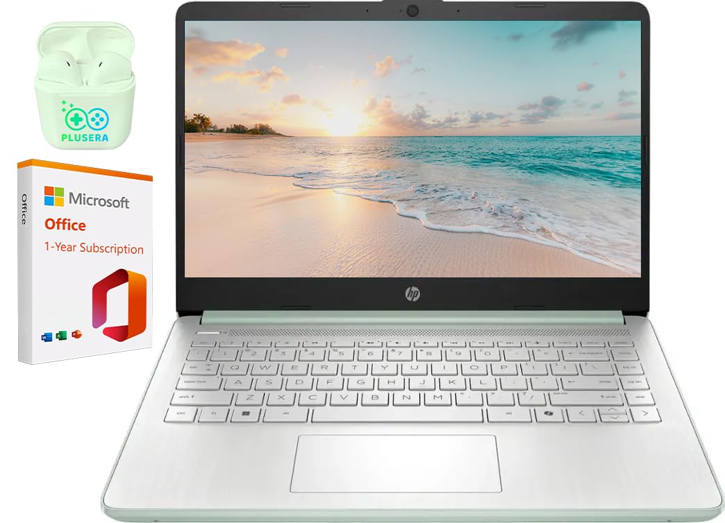 HP 14" LED Business Laptop Computer, 16GB RAM 640GB Storage (128GB UFS + 512GB SD Card), Intel Quad-Core N150, Windows 11 S & 1-Year Microsoft Office