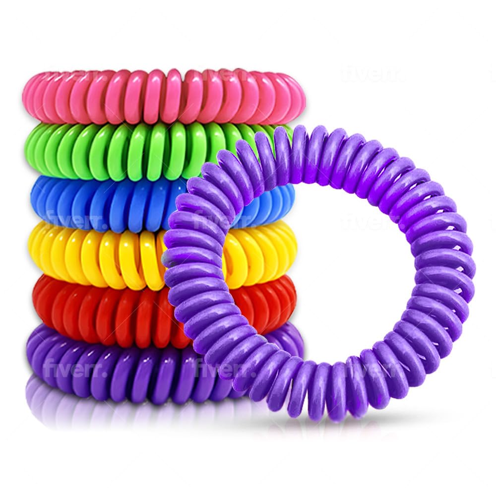 Pulseras Anti Mosquitos Multicolor Elastica con Citronela, Brazalete Repelente de Mosquitos e Insectos, Proteccion Exterior Interior, Larga Duracion, para Niños y Adultos (2, Lila)