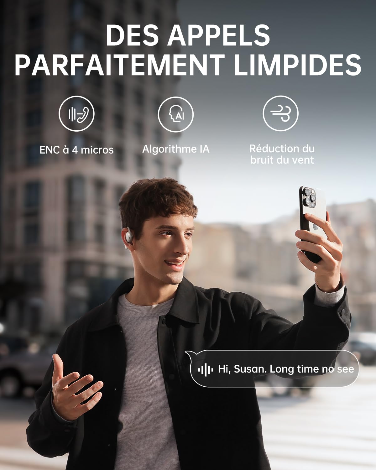 Baseus Bowie MF1 Casque Bluetooth Ouvert Acoustique Dirigé Basses Puissantes Ultra Léger IPX4 Étanche Microphones ENC Écouteurs sans Fil Bluetooth 5.4 pour Course à Pied Entraînement Fitness