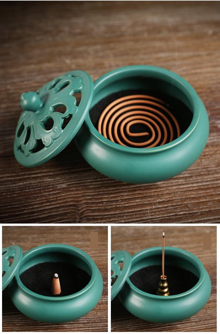 Porta Incienso Quemador de Incienso de cerámica Retro, Quemador de aromaterapia de Madera de agar de sándalo, Quemador de Incienso de Escritorio de Estudio Quemador De Incienso De Reflujo