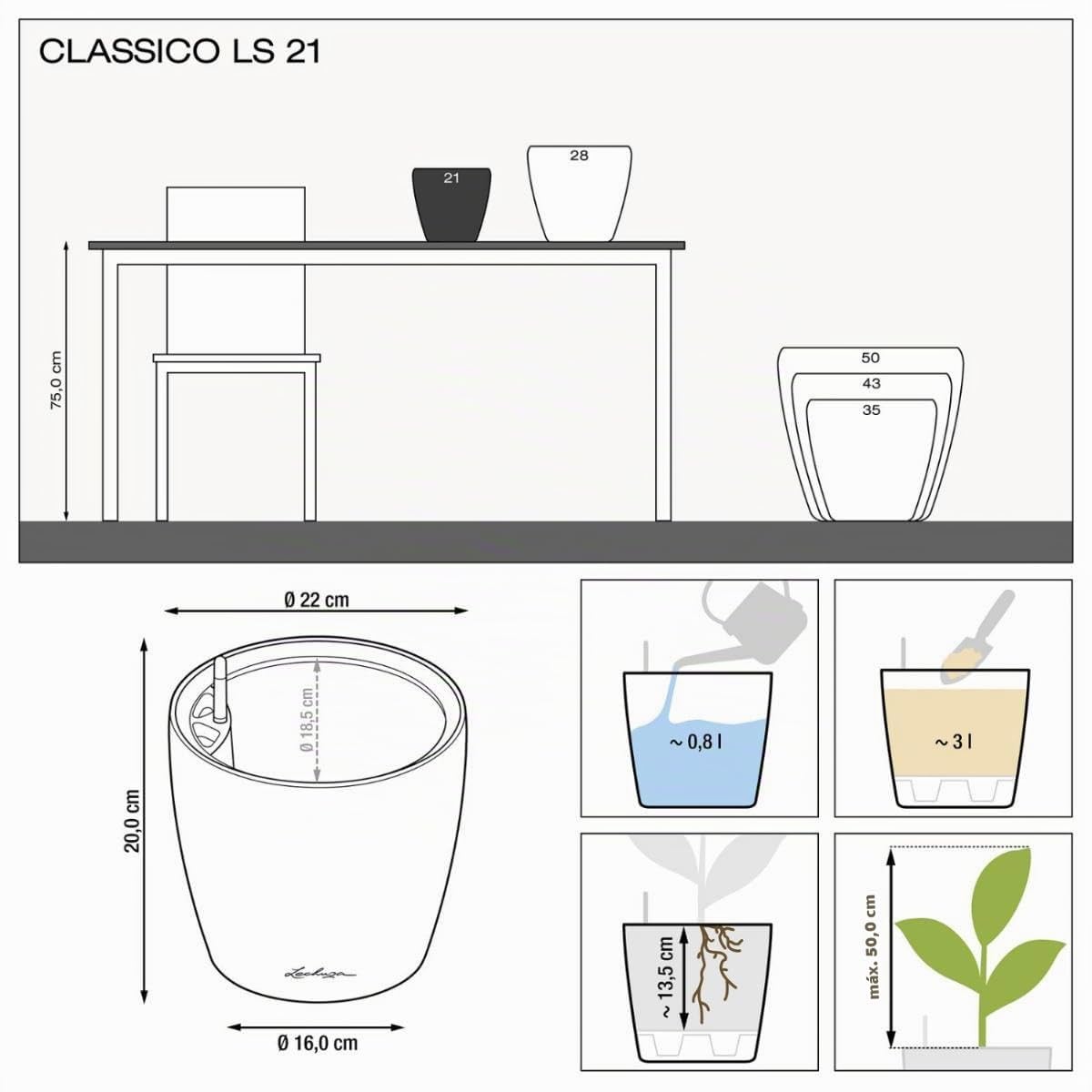 Lechuza Classico Premium LS 21 Antracita Metalizado 16023