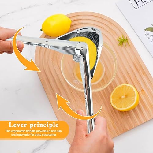 Miniatura 5 de Exprimidor de limón de acero inoxidable, exprimidor manual de limón, exprimidor de cítricos de mano, extractor de jugo para cítricos, lima y naranja