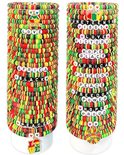 Bracelets Juneteenth en perles d'argile, lot de 28 pièces pour la fête de la liberté 1865