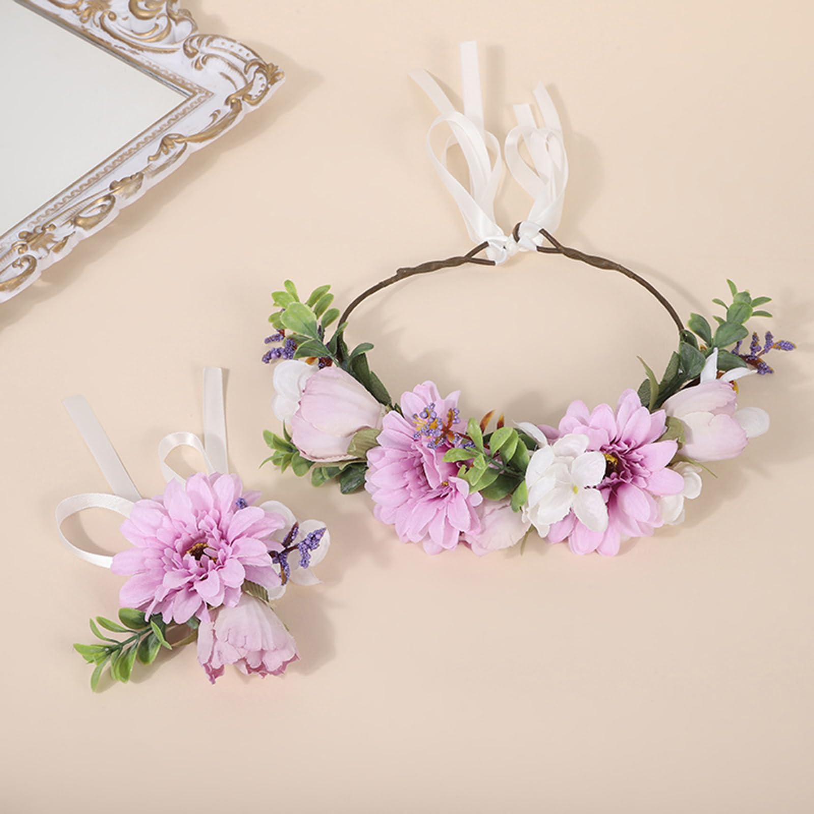 Amazon.co.jp: ヘア花輪 お花の冠 リストレット 花冠セット ヘッド