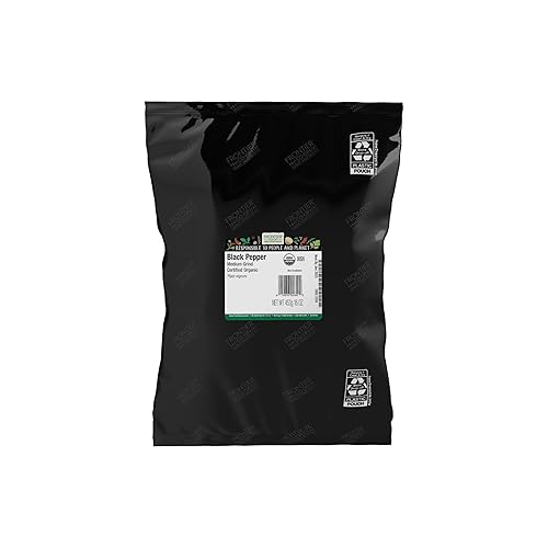 Frontier Co-op Pimienta negra molida orgánica, molida media, Kosher | 16 onzas (paquete de 1)