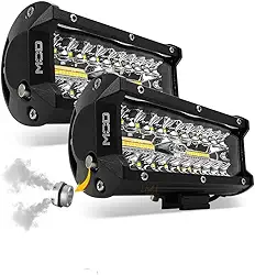 Par Barra LED Mod LEDs 120W 6500K Lente 8D Farol Milha Auxiliar Foco Spot e Flood 7 Polegadas 16cm Carro Caminhão 4x4 Caminhonete OffRoad IP68