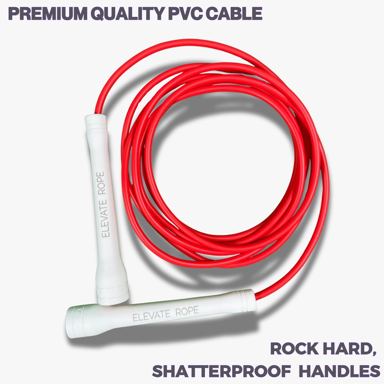Elevate Rope Skipping MAX (BLOOD) - Cuerda de saltar de PVC resistente con núcleo de nailon (5 mm de grosor, para niños y adultos, longitud máxima de 3 m, asas fuertes, 1 blanco, 1 rojo)