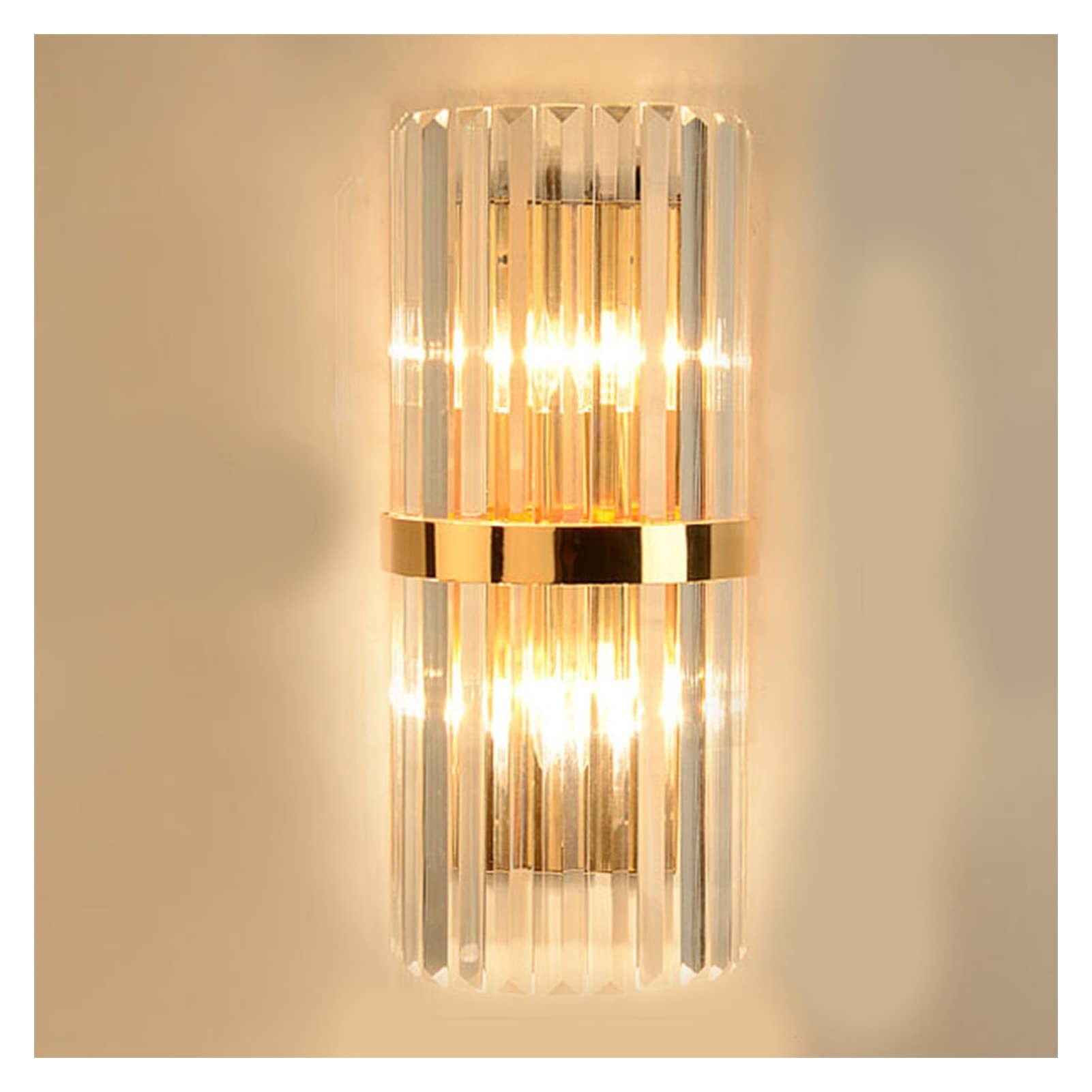 KBUUKYYXouy Wall Sconce Modern Wall Lamp & Sconces Creative Crystal Wall Light Elegant Metal Cylindrical Wall Mounted Lighting Fixture Clear Crystal Shade in Brass for Bedr,A(B)