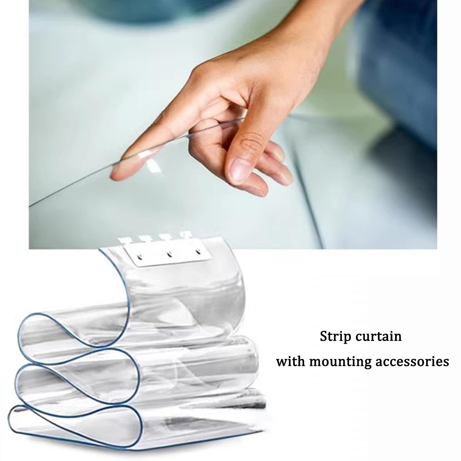 Rideau À Lanières en Plastique PVC Rideaux en Bâche Transparente, 1,3mm/0,05" Rideau de Séparation de Cuisine Bains, Rideau de Porte Isolé d'intérieur(1.3MM:0.9x2m)