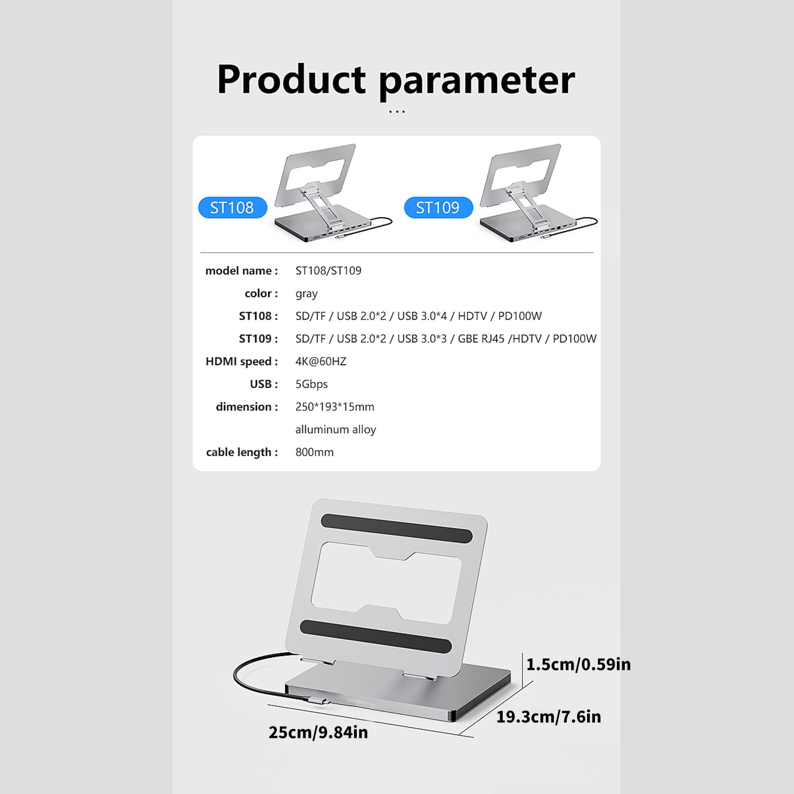10-in-1-Laptop Dockingstation und Adapterbasis, Notebook Ständer für effiziente Büronutzung und Geräteanschlusshalter, Studenten Laptop Zubehör