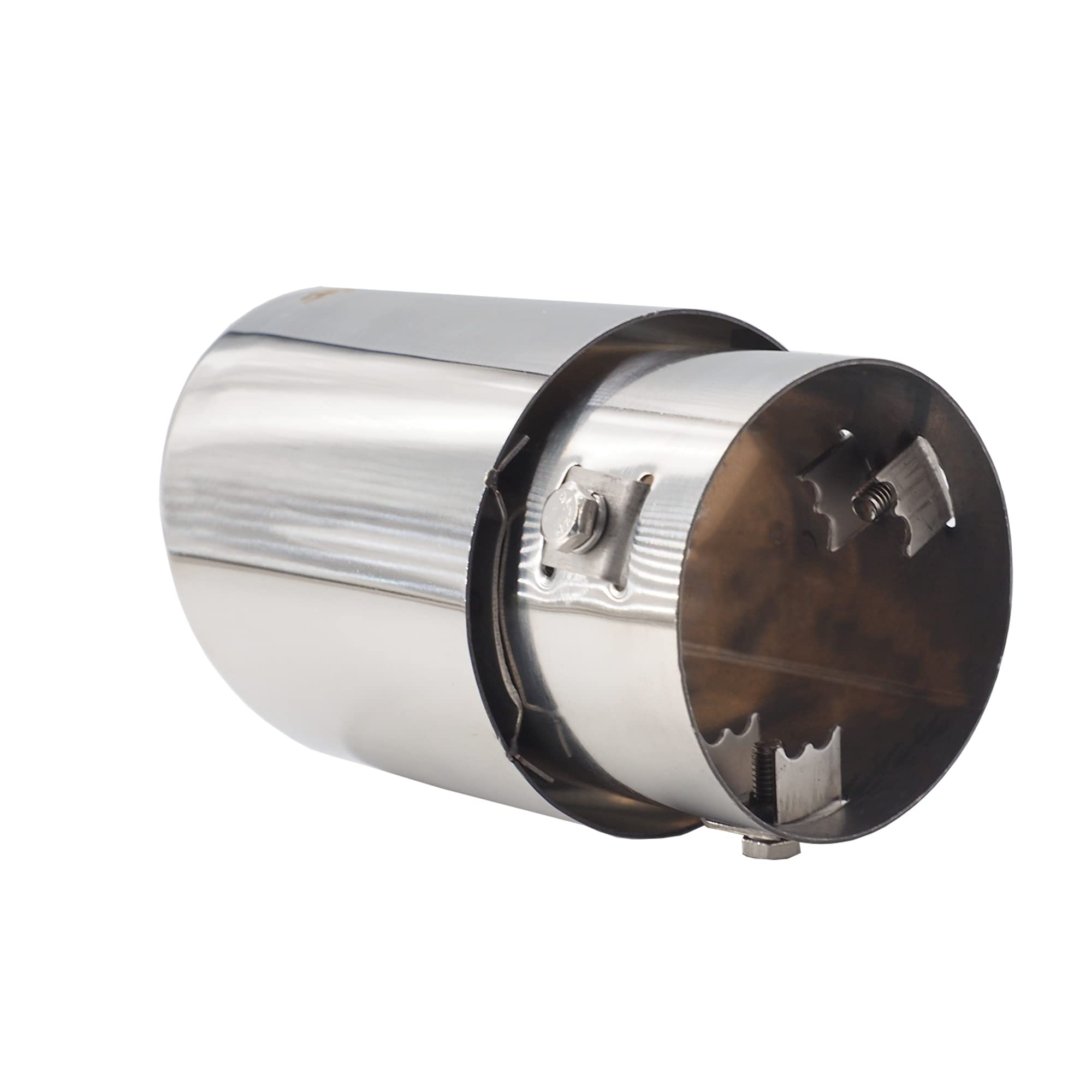 Simoni Racing Embout d'Échappement Ovale/Oblique Inox - 88x82xL125mm - Montage ->74mm