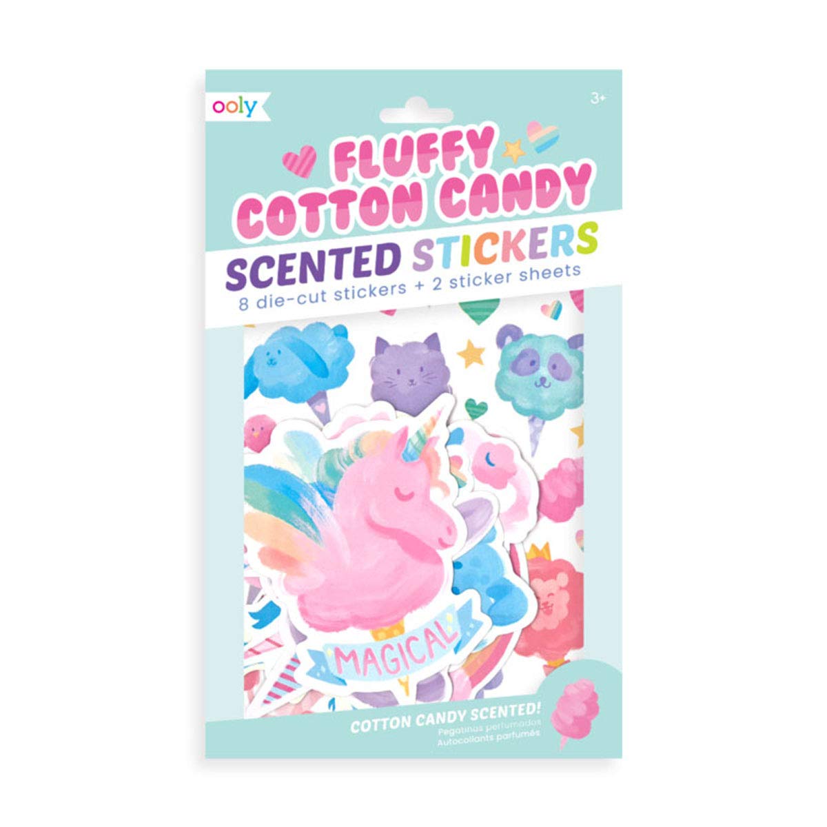Ooly, Cotton Candy Scented Stickers - 2 Sticker Sheets + 8 Jumbo Stickers