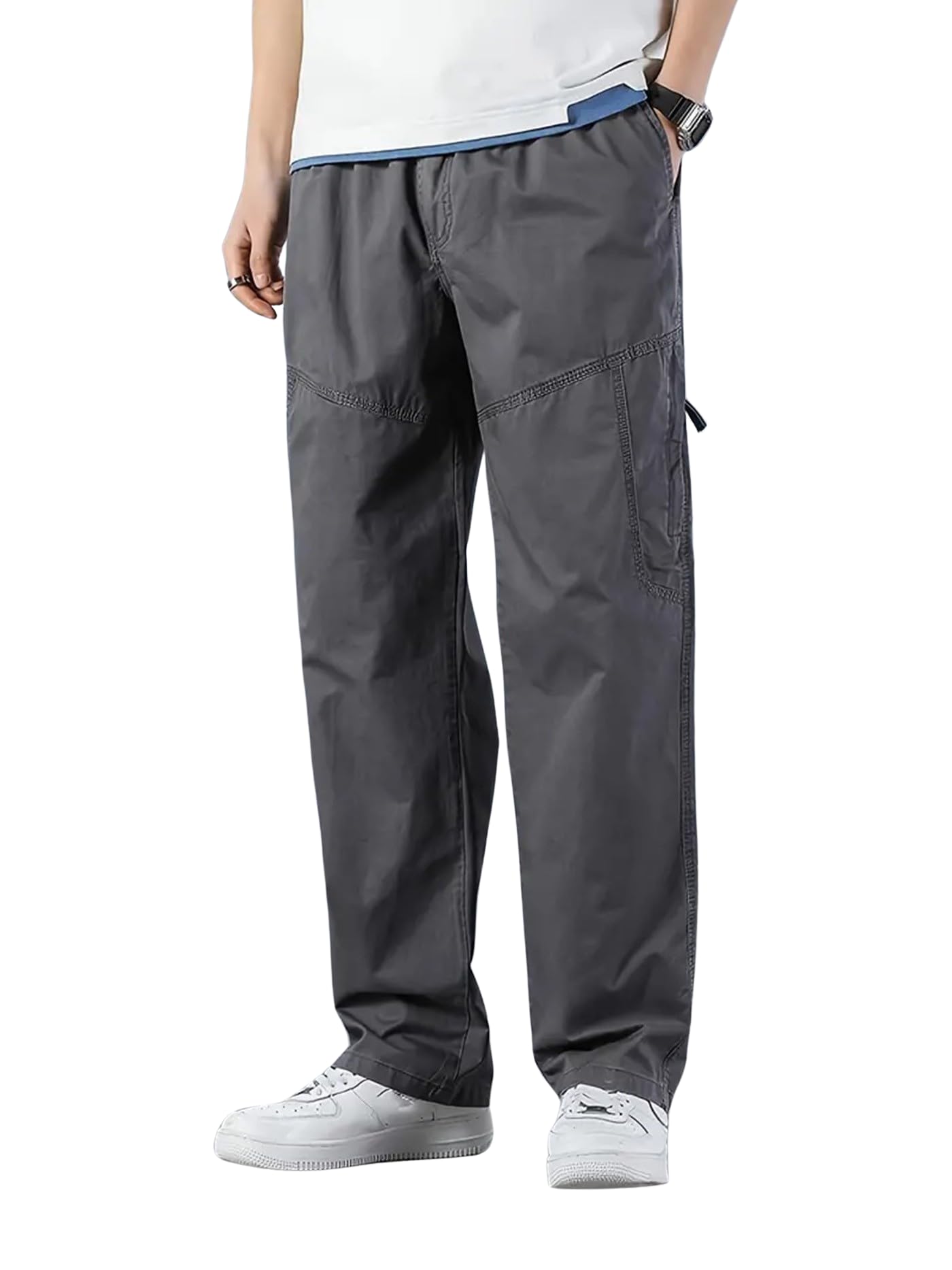 Lymio Men Cargo || Men Cargo Pants || Men Cargo Pants Cotton || Cargos for Men (Cargo-62-65) S Dark Grey