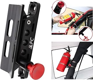 Adjustable Fire Extinguisher Holder Mount with 4 Clamps Compatible with for Jeep Wrangler UTV Polaris RZR Ranger, Aluminum-1-year Warranty