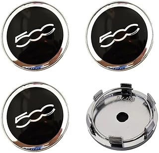 Set of 4 Hub Caps Wheel Hub Caps for Fiat 500 60 mm, Wheel Centre Caps, Car Hubs, Scratch-Resistant and Waterproof Wheel Hubs, Car Accessories