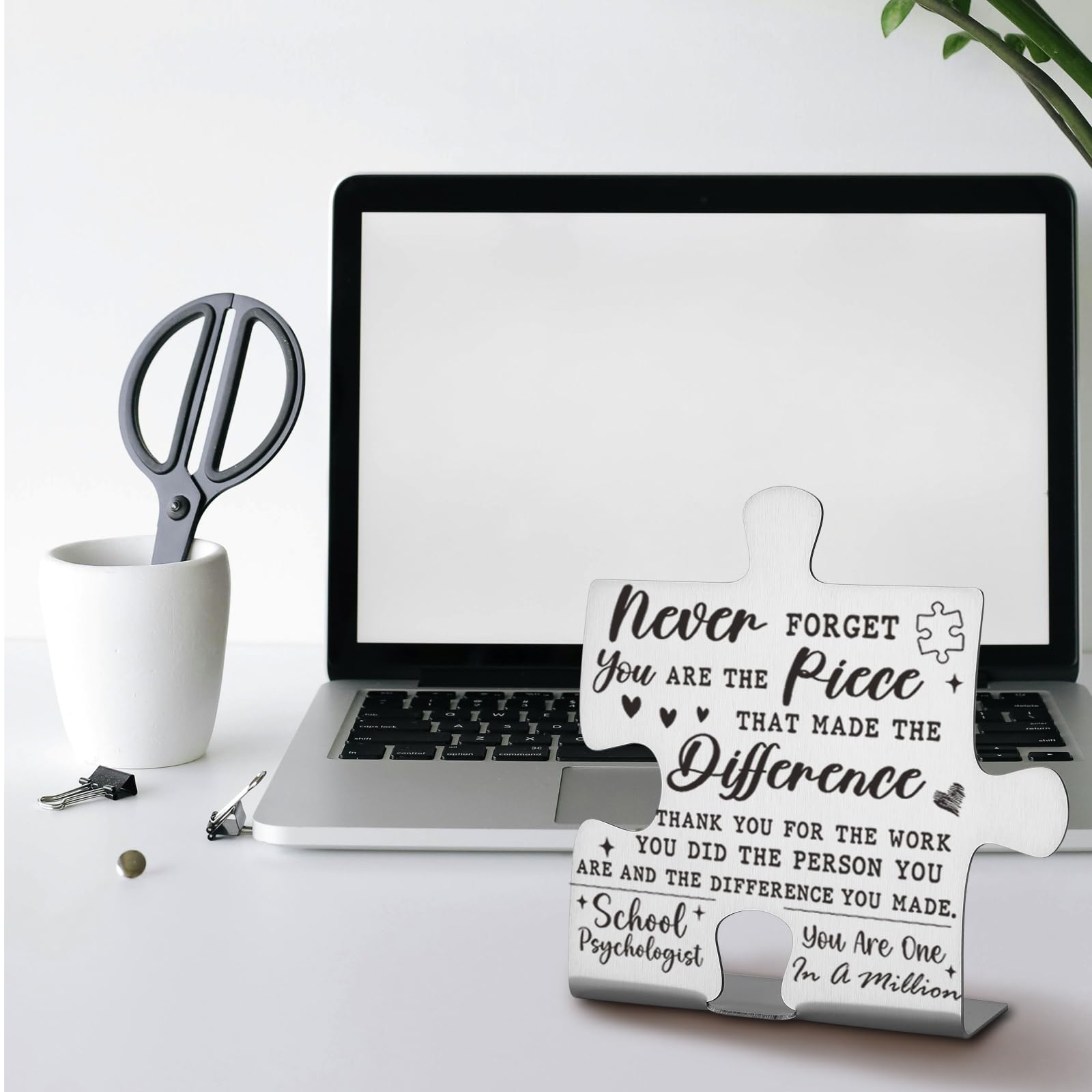 School Psychologist Appreciation Gifts, Thank You Gifts for School Psychologist Week Birthday Christmas Team Office Ornament Decor Stainless Steel Puzzle Piece Decorative Signs Plaques Ann19
