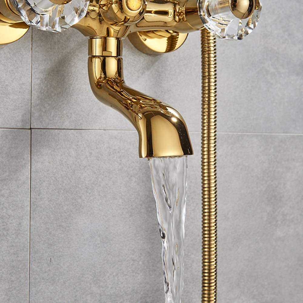 Opbouw badkraan Goud geborsteld met glijstang set