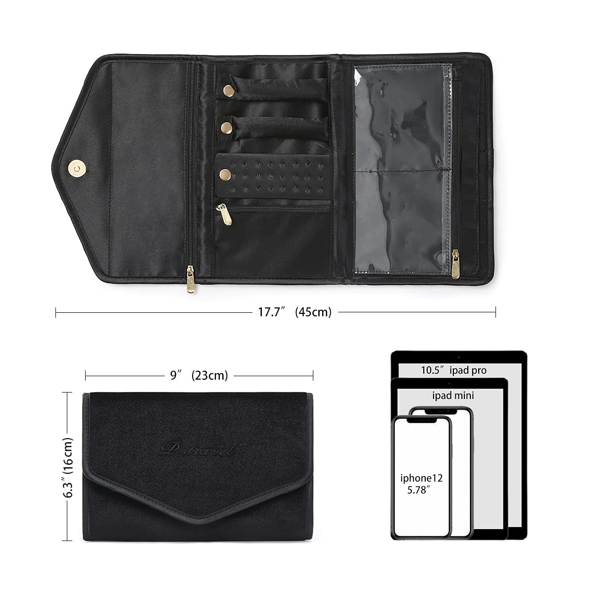 Schmuckrollen Reise Schmuck Organizer Faltbare Lager Tasche für Ringe Halsketten Ohrringe Armbänder Uhren