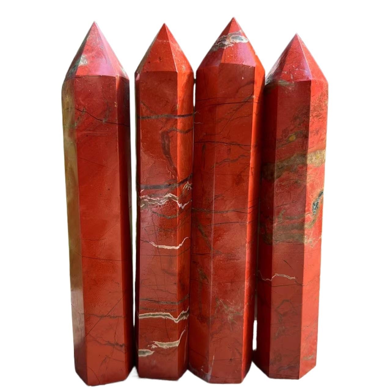 AARTERZZA 1pc 15-16cm 200-250g Big Wand Red Jasper Quartz Obelisk Crystal Point Tower