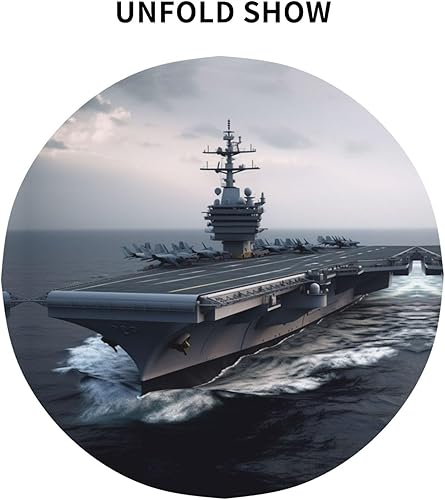 Miniatura 4 de Mantel redondo con estampado de portaaviones de 60 pulgadas, suave, resistente a las arrugas, impermeable, para cocina, comedor, fiestas, camping