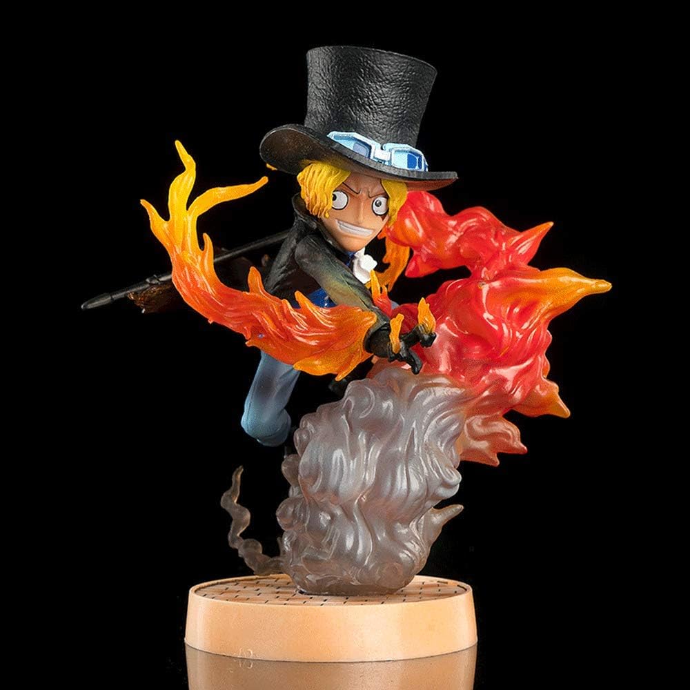 One Piece Action Figure 4 3 Inch Sabo Garage Kit Cartoon Version Flame Dragon Claw Gesture Modeling Jumping Fighting Position Flame Design Base Pvc Anime Cool Boy Doll For Collection Gift Amazon Co Uk