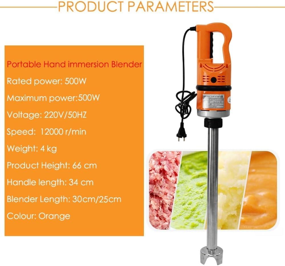 Komercyjny blender zanurzeniowy, elektryczny ręczny blender o dużej wytrzymałości 500 W, wielofunkcyjny przenośny blender o zmiennej (300mm stirring rod)