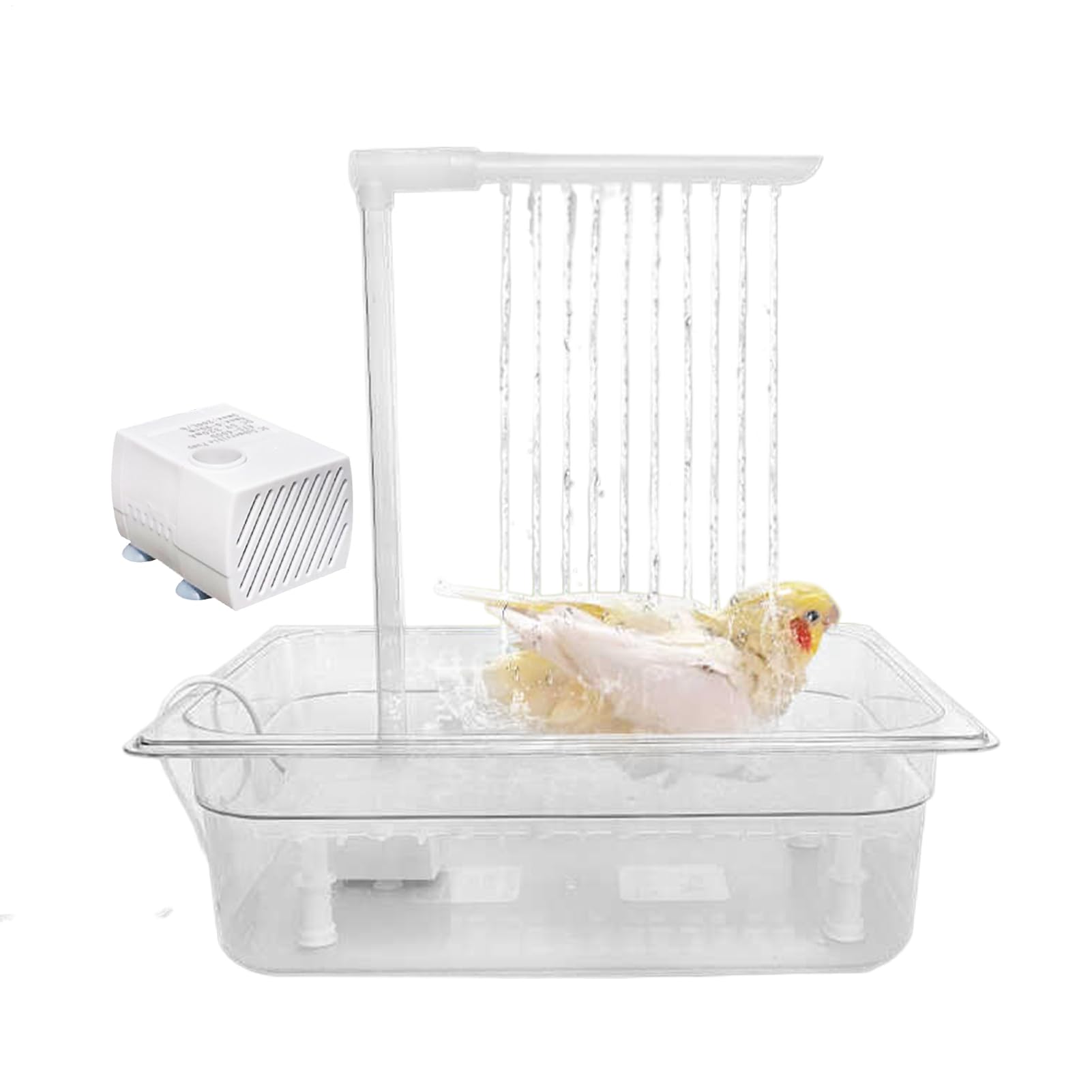 Bañera automática de aves, ducha automática de pájaros Bath Parrot Agua | Fuente de ducha de periquito con bomba, bañera de agua circulante de interior para gris africano, cacatúa