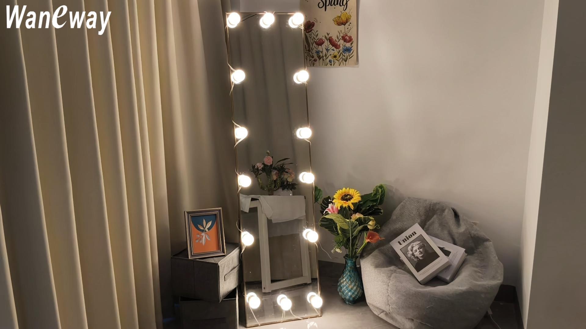 Image of Waneway 14 Bulbs Vanity Lights for Mirror, Plug in Power Adapter & Touch Control Dimmer, 3 Color Modes, 1260 Lumens, Stick on LED Makeup Lights Kit (Mirror Not Included)