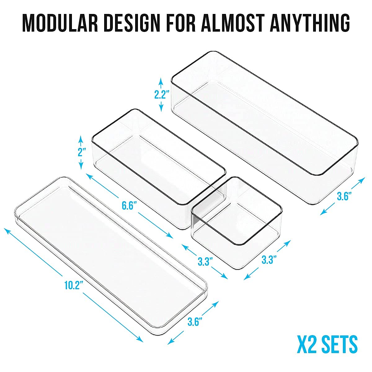 STYLIO Stackable Clear Acrylic Bathroom Drawer Organizers. Vanity