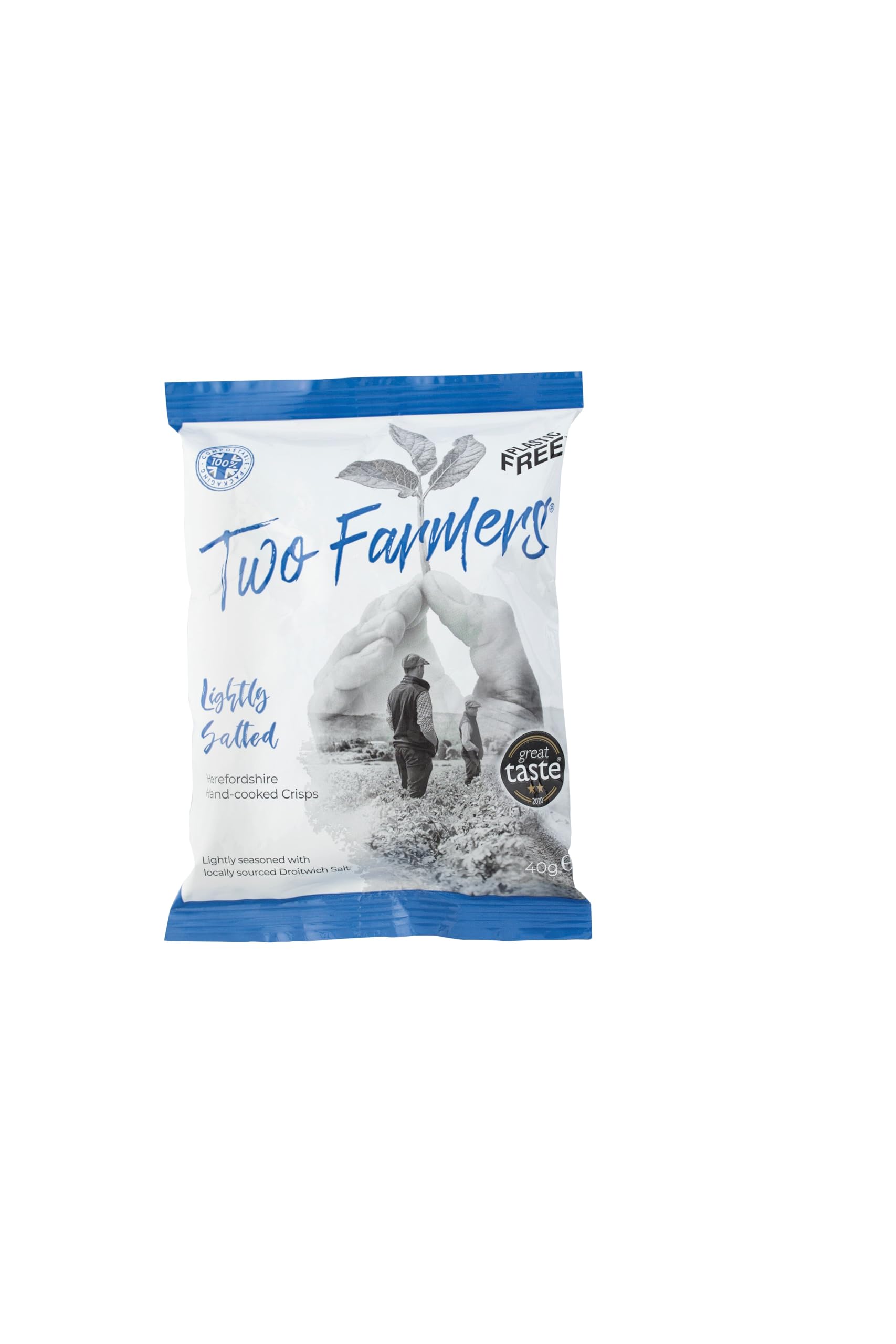 Crisps, Lightly Salted Hand Cooked Crisps, Vegan and Vegetarian, Gluten Free, 100% Compostable Bags, 24 x 40g