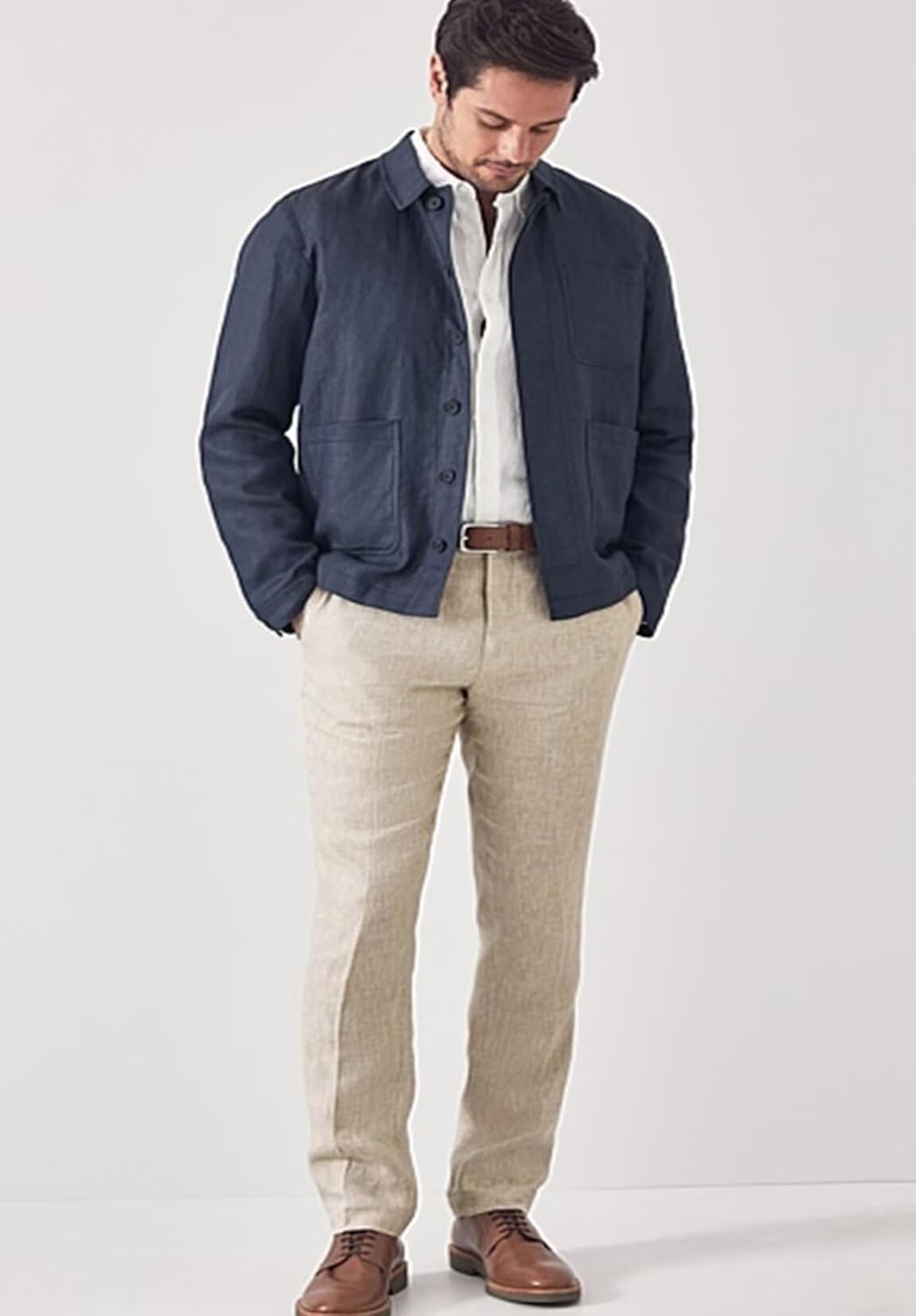 Men's Slim Fit Linen Blend Dress Pants Casual Lightweight Summer Beach Trousers - Image 2