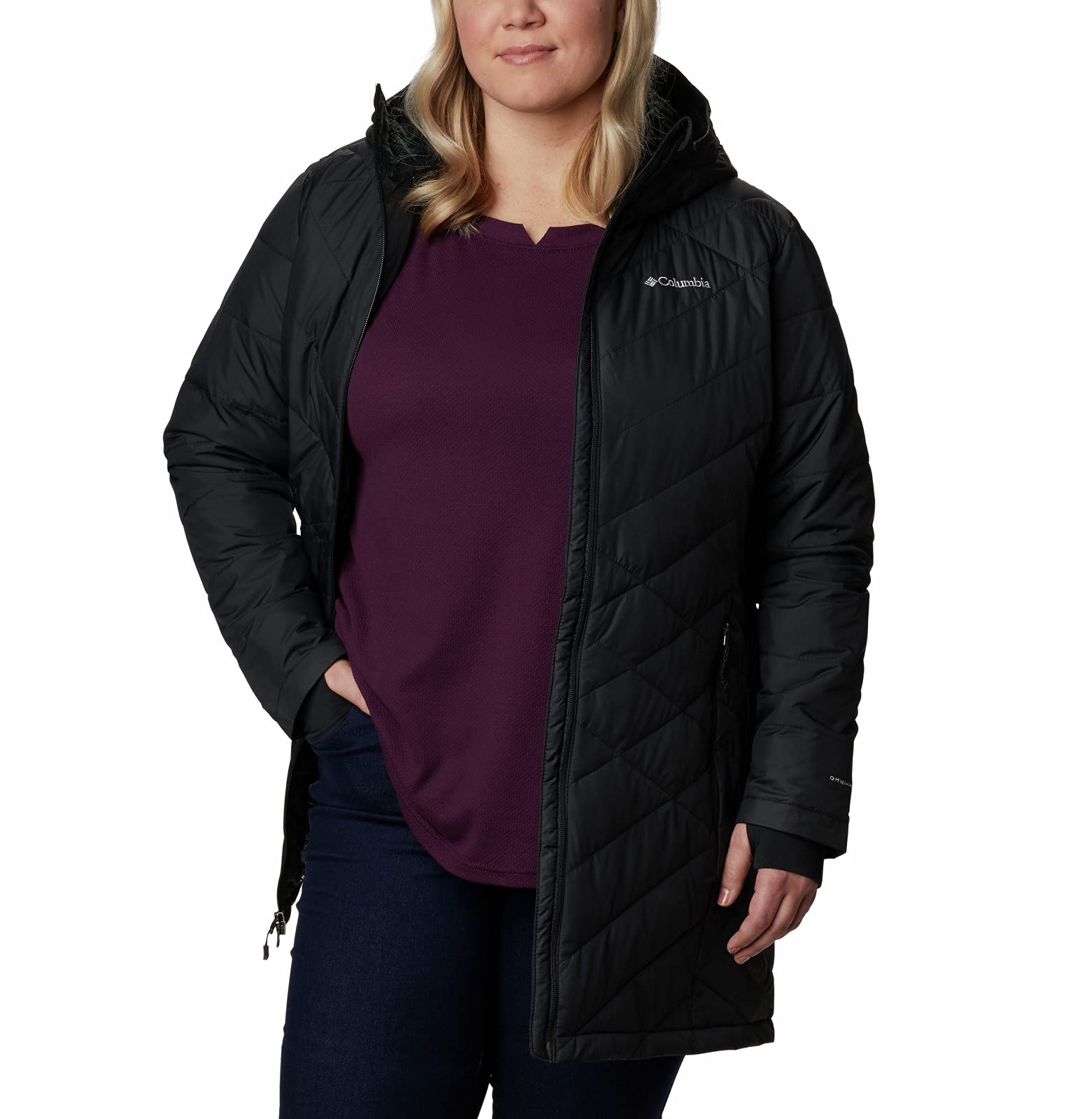 Columbia Women's Heavenly Long Hooded Jacket, Black, Large