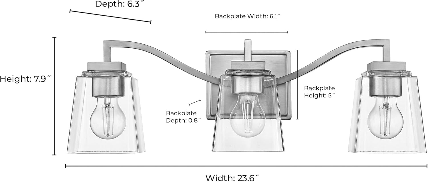 ML Lighting | Avenna Collection | 24003-MG | 3 Light Vanity in Modern Gold Finish with Clear Glass Shade | Versatile Design That adds High-End Texture and Elegance to Your Bathroom